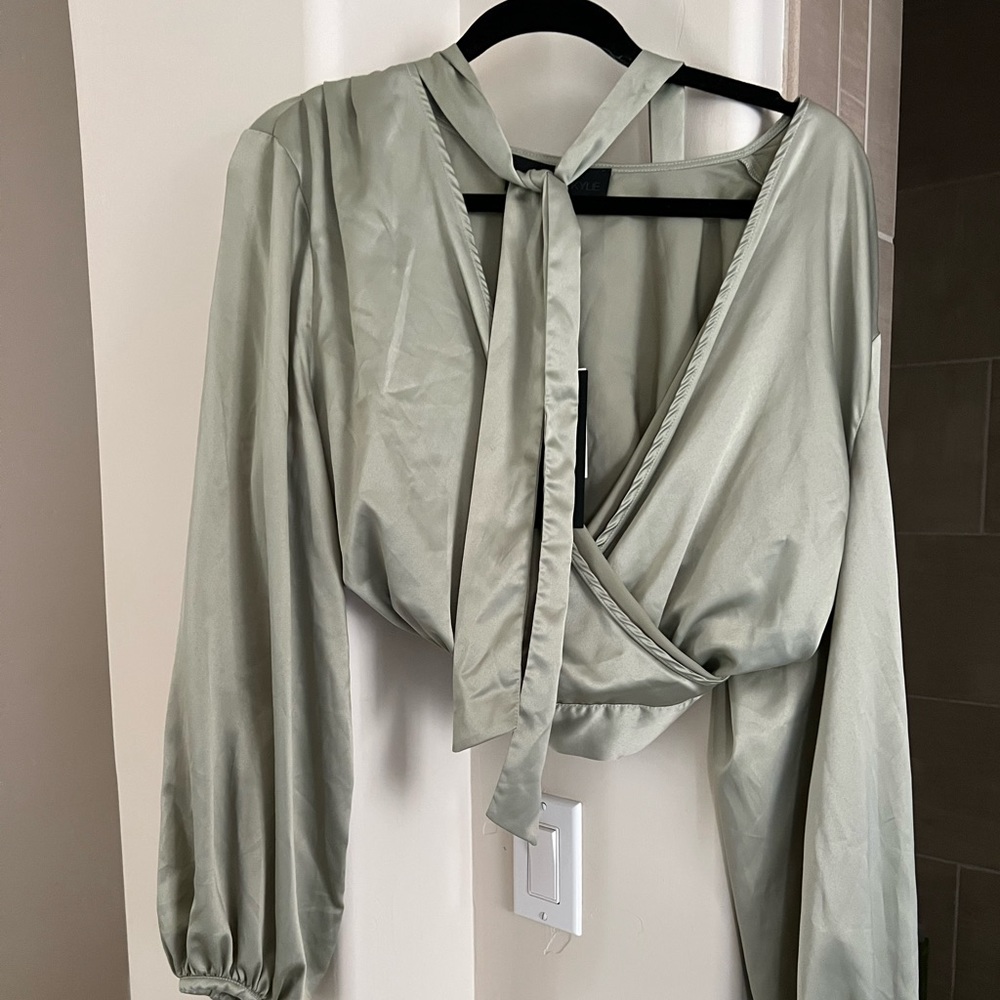 Kendall + Kylie silk long sleeve top